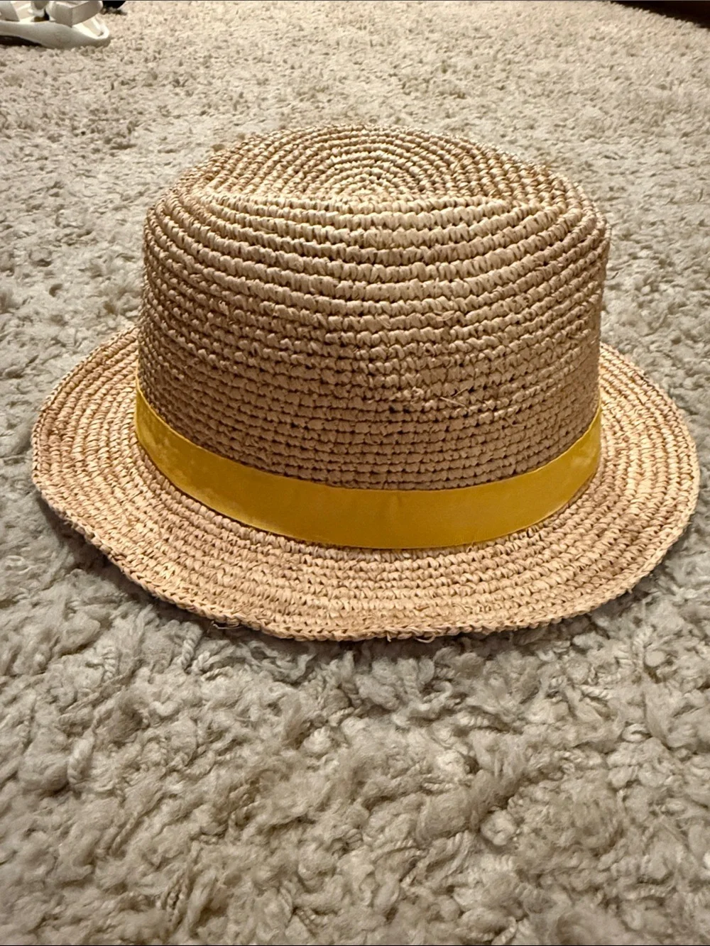 Tory Burch Raffia Sun Hat Yellow Trim